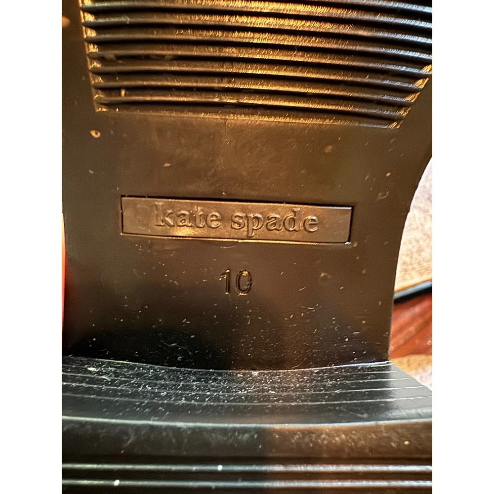 Kate Spade Rain Boots 10 Black Gold Trim Bow Chelsea Ankle Boot Preppy‎ Chic